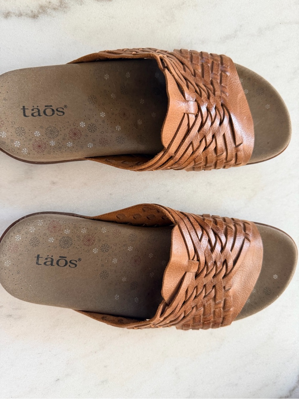 Taos Footwear Women's Guru Woven Leather Slide - Cognac Brown - Picture 2 of 3